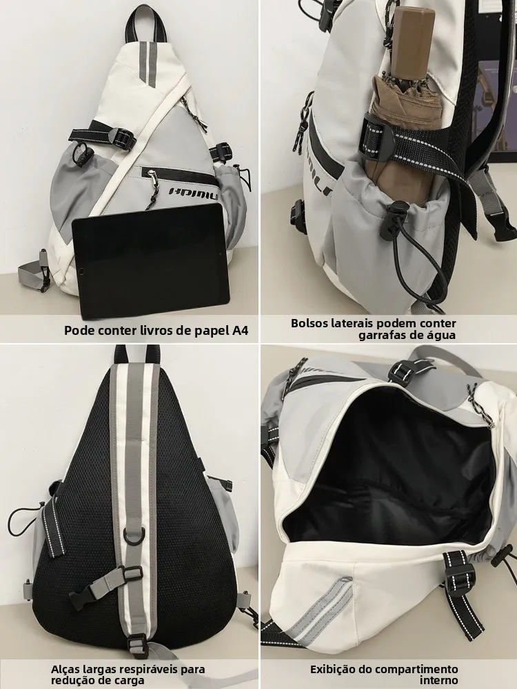 Mochila sex Refletiva para Cico ande Capacidade Estilo Esportivo Bolsa Transversal Masculina Design de Splicing Ten...