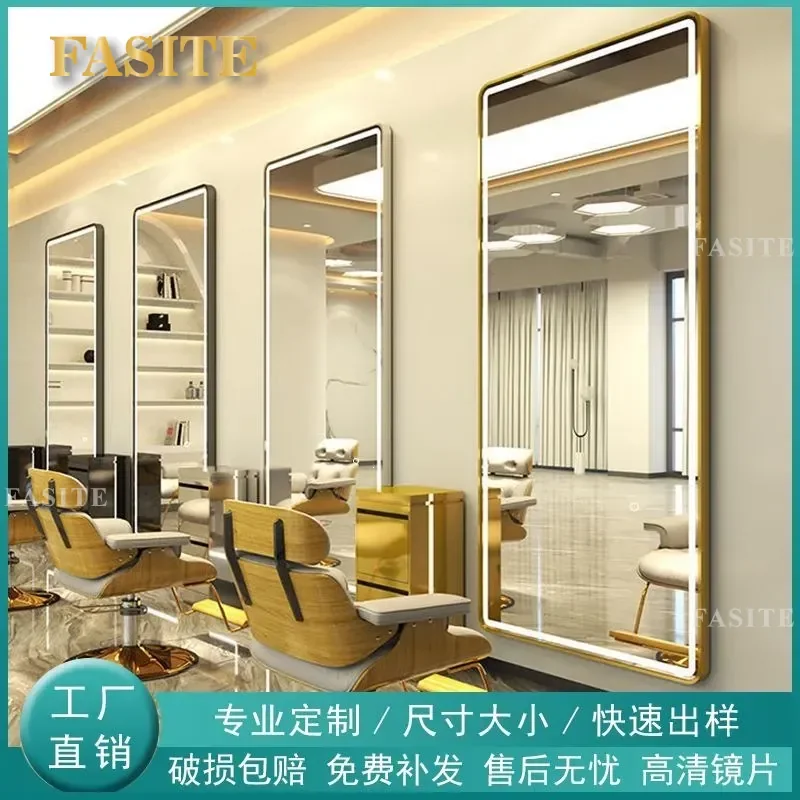 For Barber Shop Wall Mounted Mirror Full Length Floor Standing Hair Vanity Trendy Simple Style Single Sided