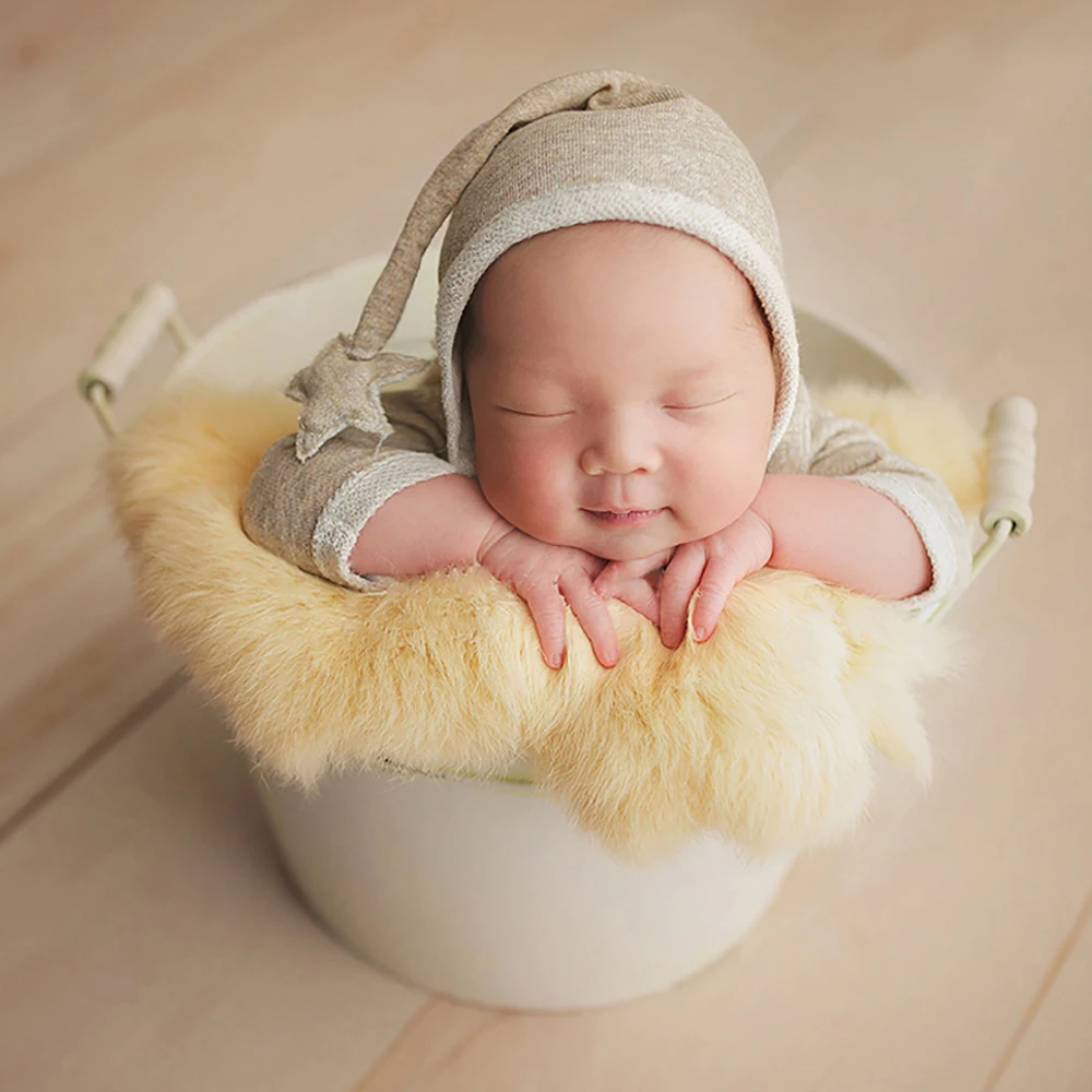 Newborn Photography królik kosz na koce wypchany dywanik rekwizyt do tła Baby Girl Boy Birth Studio akcesoria fotograficzne