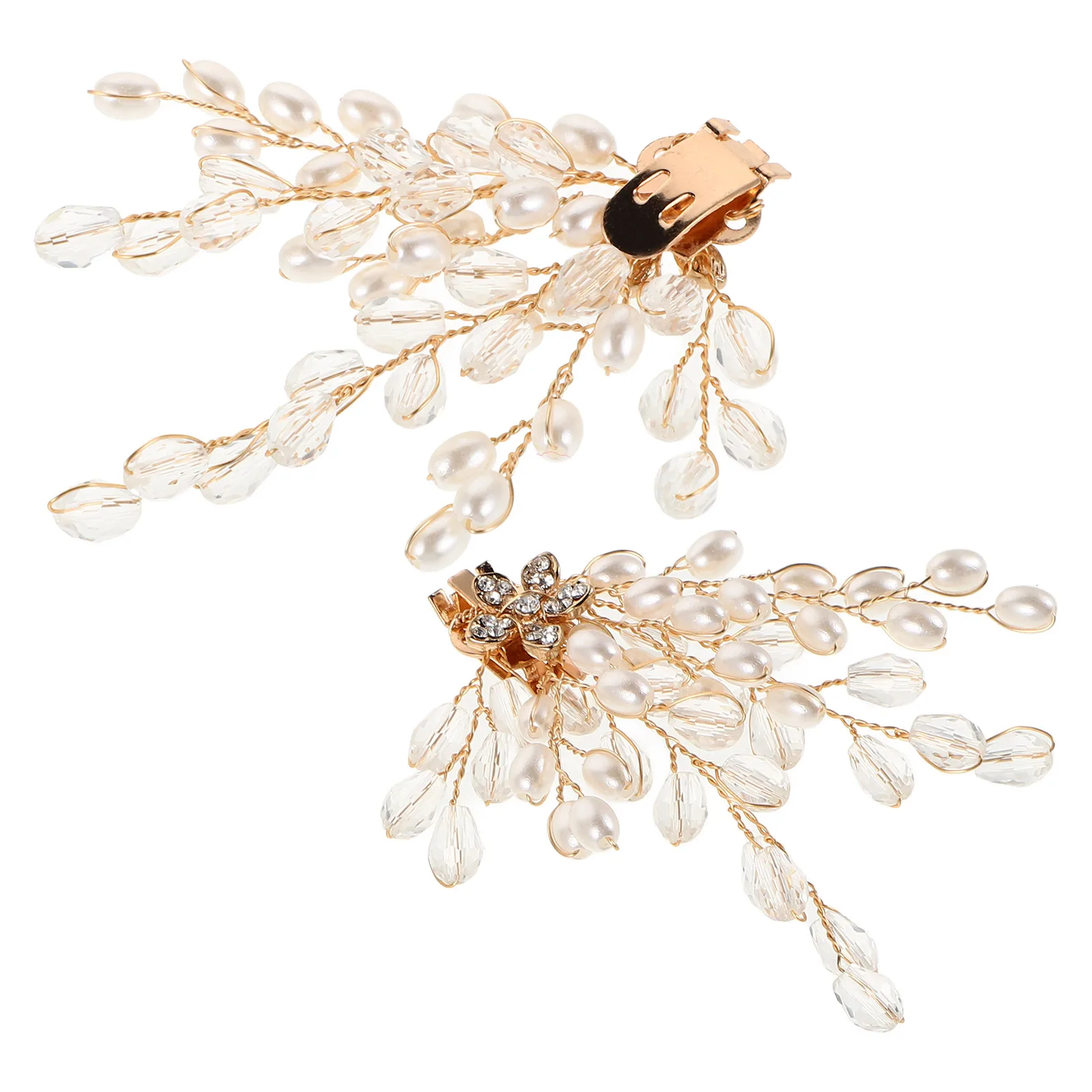 

1 Pair Rhinestone Artificial Pearl Clips Detachable Elegant Flower Charms For Women Wedding Bridal Decorations Bow Shoe Buckles