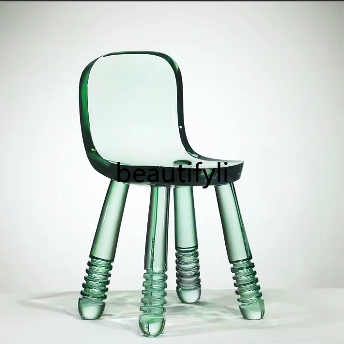

ss D Creative Ice Cube Dining Chair Modern Minimalist Personality Transparent Acrylic Leisure Chair