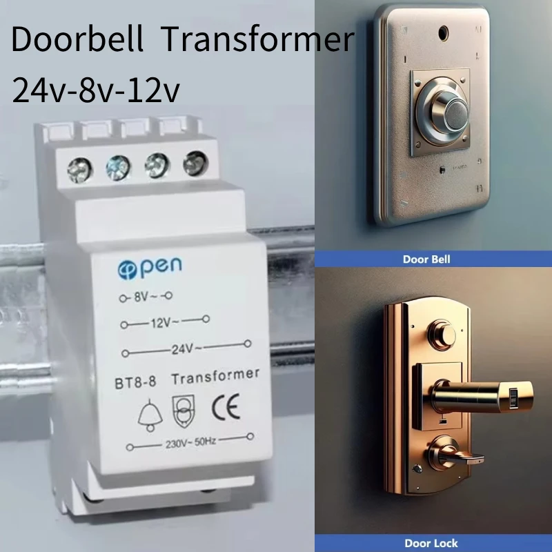 Doorbell Transformer 8v/12v/24V CE Approved Compatible with Ring/Bell/Bell Smart rail type doorbell protector rated voltage