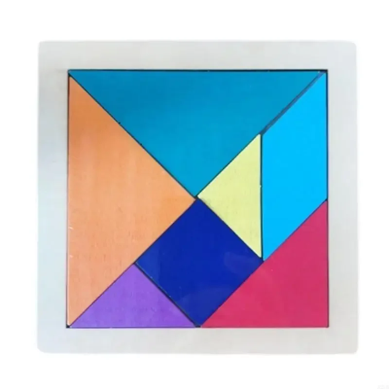 مجموعة ألغاز تانجرام 24 قطعة تعليمية للأطفال لعبة بناء مكعبات خشبية ملونة لتنمية الطفولة المبكرة 15UB