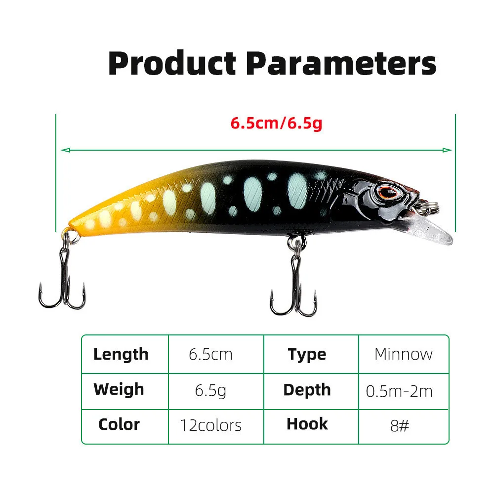 Lure for Fishing 6.5cm/6.5g Sinking Minnow Fishing Lure Ghost Shrimp Water Long Throw Lure Hard Bait Fishing Tracle Minnow