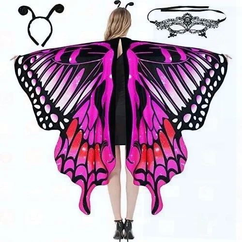   Costume de spectacle pour femmes, poinçon aux ailes adient, Cape rotative d'halloween, Costume de scène de décoration