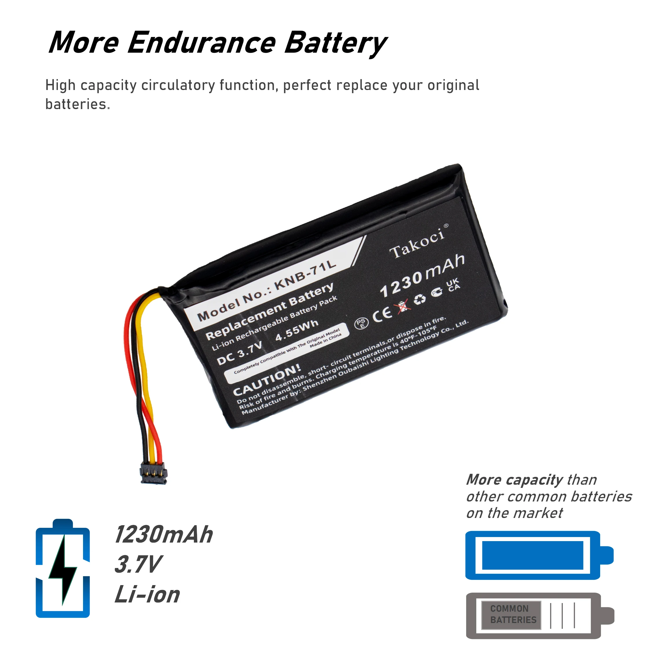 

Replacement Battery 1230mAh for Kenwood,PKT-23,PKT-23K, ProTalk LT, PKT-03K ,SD2WL8019,KNB-71L, KNB-61L