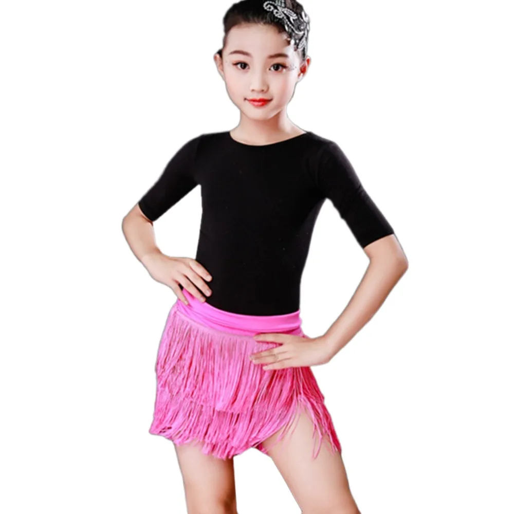 Tassel Children Dance Skirt Professional Three-Layer Ballroom Dancing Wear Competition Stage Show Adjustable Latin Dancing Dress