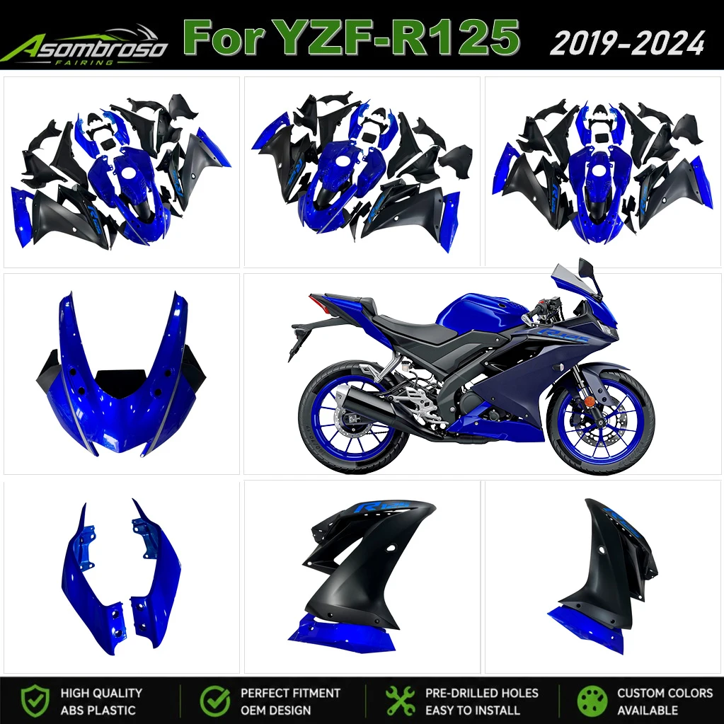 Spritzguss-Kunststoffverkleidungen Komplettset für Yamaha YZFR125 2019 2020 2021 2022 2024 YZF-R125 Motorrad-Karosserie-Kit Verkleidung