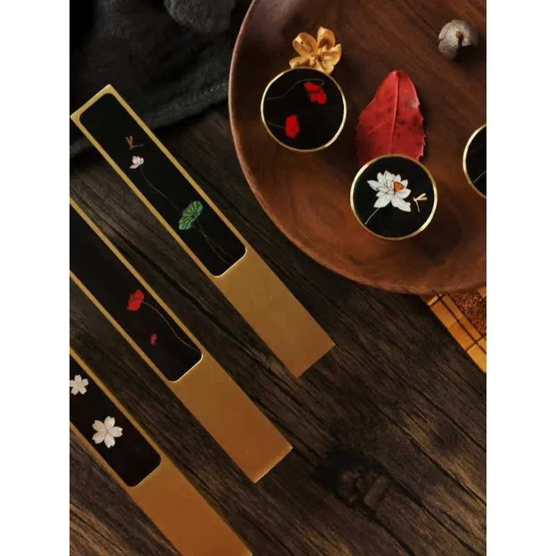 New Chinese Retro Ebony Shell Inlaid Copper Handle Dragonfly Cupboard Wardrobe Cabinet Door Pure Copper Handle