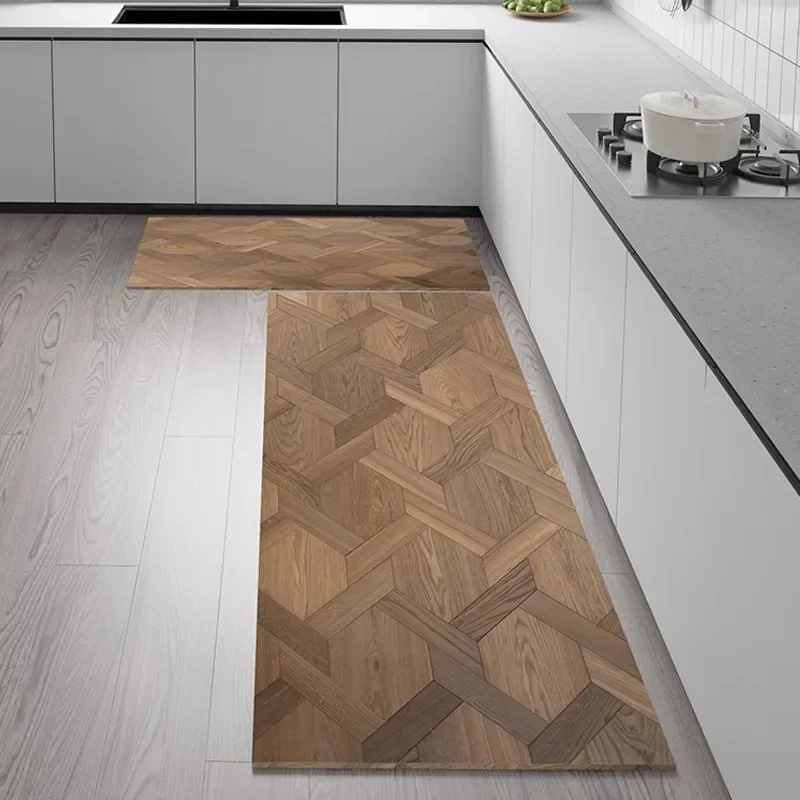 Kitchen Carpet Waterproof PVC Floor Mat Marble Pattern Leather Mats Modern Rug Anti-Slip Long Strip Area Mat Home Decor Rugs