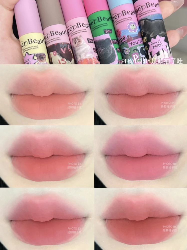 Flortte Cat Lipstick Paste Soft Matte CreamLiMud  Balm Stick Milk Pastry Series  Waterproof Longlasting Baby Pink Lacquer