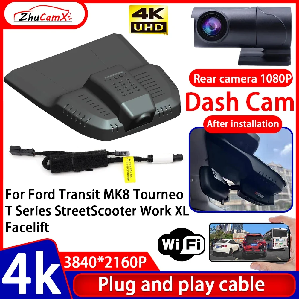 

Video Recorder Night Visio 4K Plug and Play Car DVR Dash Cam for Ford Transit MK8 Tourneo T Series StreetScooter Work XL Facelif