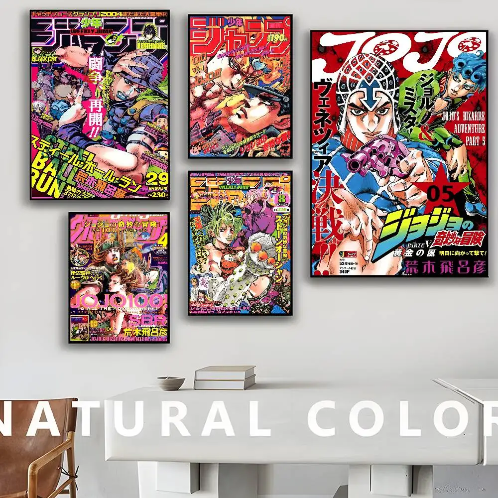 Anime JoJo Bizarre Adventure Retro Classic Movie Posters Fancy Wall Sticker for Living Room Bar Decoration Room Wall Decor