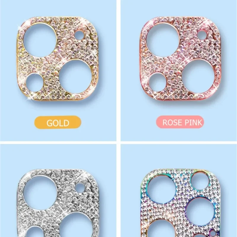Glitter Camera Lens Film For IPhone 15 Pro 16 13 12 14 Pro Max 13 12 Mini 14 15 Plus Metal Diamond Camera Lens Ring Protector
