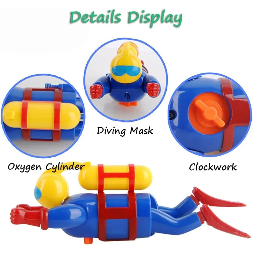 Wind-up mergulhador submarino banho brinquedo relógio natação & mergulho homem banheira brinquedo de água do bebê banheira piscina sapo figura haste presente