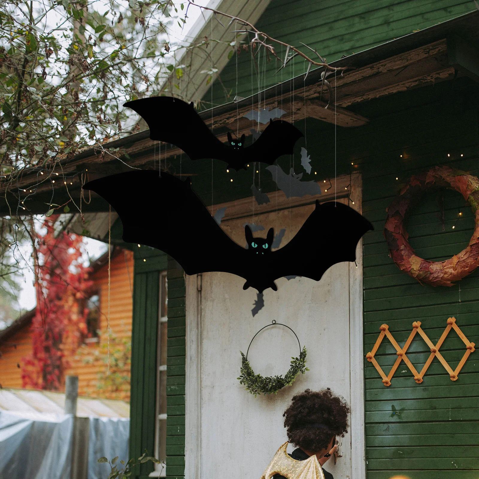 

15Pcs Halloween Hanging Decorations Bat Pendants Festive Party Ornament Lightweight Yard Garden Ceiling Door Wall Decor