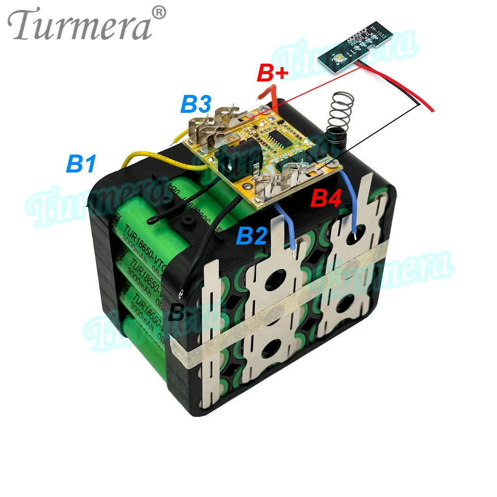 Turmera 18V 21V Screwdriver Battery Case 5X 10X 15X 20X 18650 Holder 5S 50A  Lomvum Zhipu Hongsong Jingmi For Makita 18V Battery