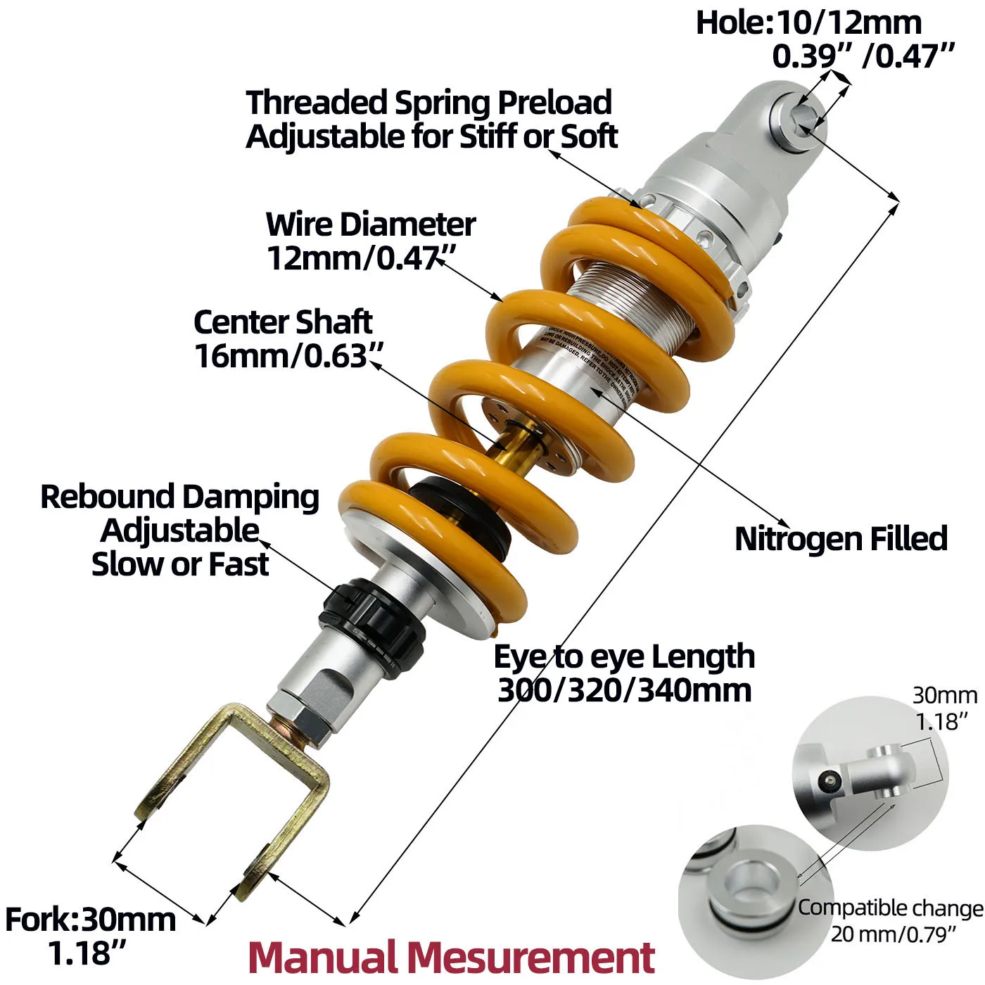 Universal Hydraulic Rear shock Modification Parts for Suzuki Honda CRF250L/CRF250M,Yamaha MT-09 Street dirt/Sportbikes Cafe Race