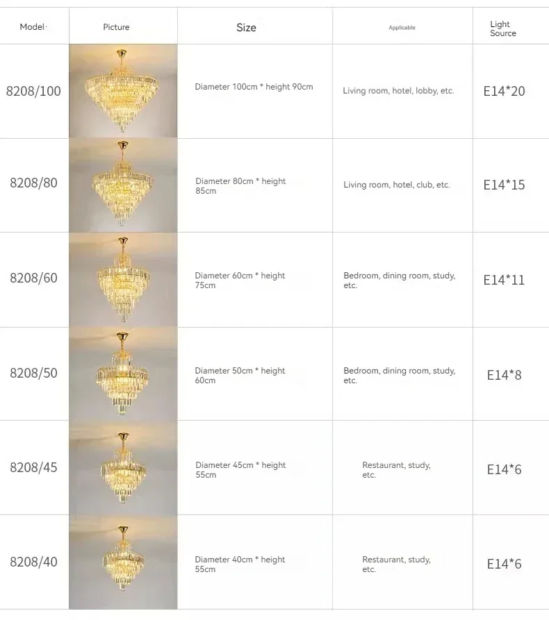 Crystal Chandelier Gold Lighting LED Ceiling Lamp Living Room Bedroom Dining Restaurant Ceiling Pendant Hanging Lamps