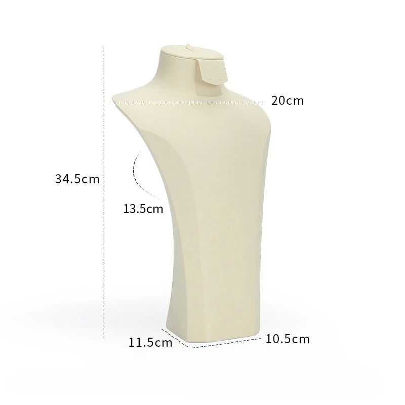 Necklace pendant jewelry display stand, high-end microfiber portrait neck display prop, earring ring, necklace model stand