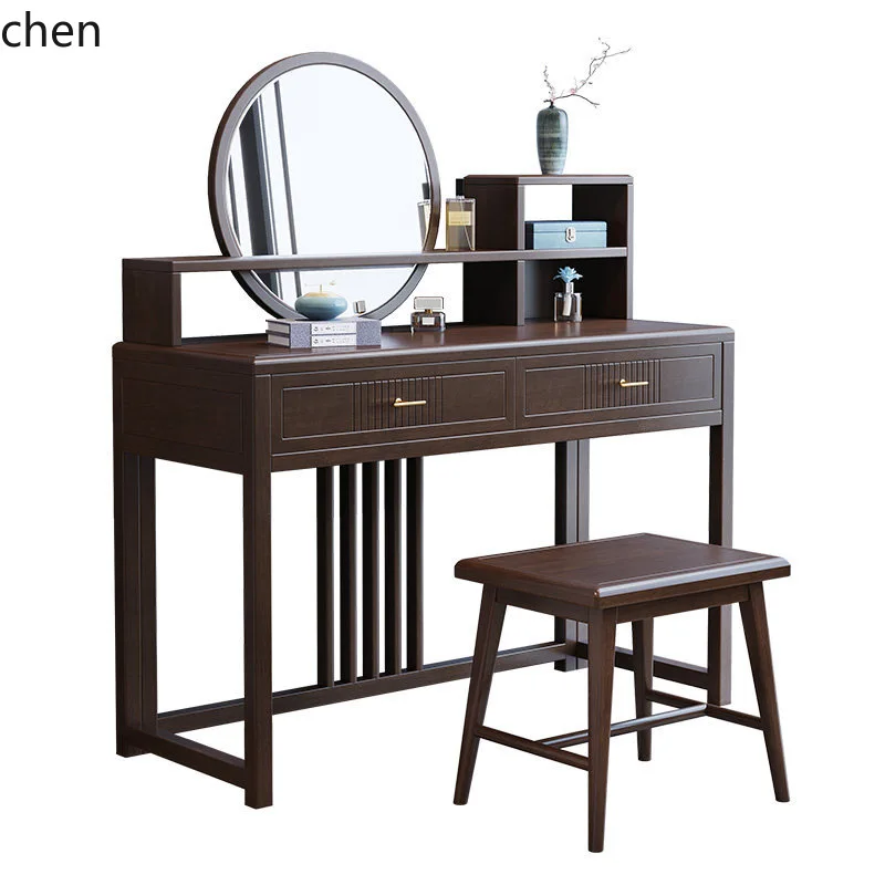 ZML Solid Wood Dressing Table Simple Makeup Table with Mirror Set
