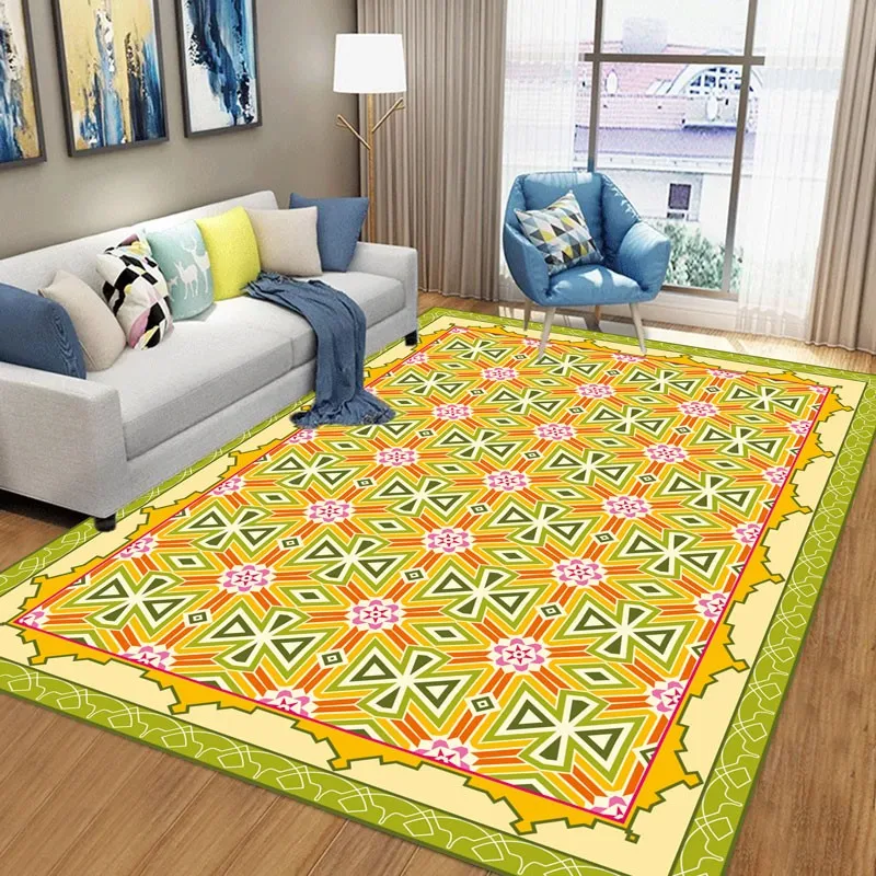 Reese Velvet Short Hair Traditional Chinese Golden Color Cross Of Autumn Anti Slip Carpet Rug Living Room Bedroom Floor Protect