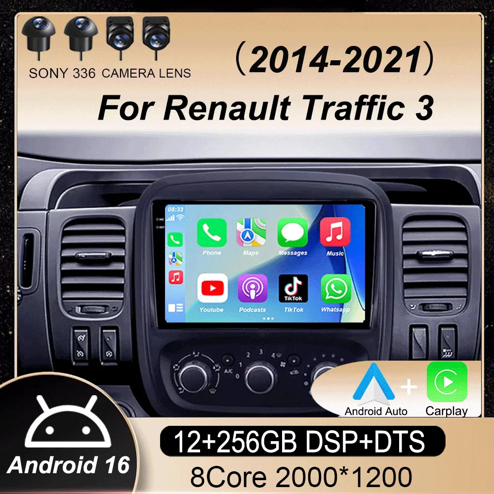 

Автомагнитола Android 16 для Renault Traffic 3 2014-2021 и Opel Vivaro B 2014-2018, мультимедийный видеоплеер, навигация GPS, DSP