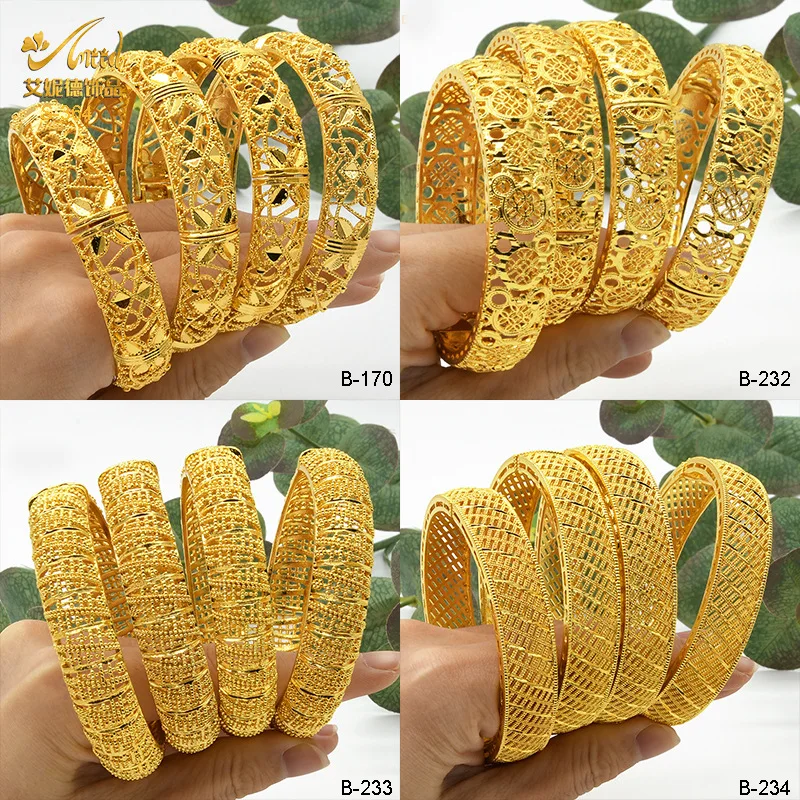 24K alluvial gold plated bracelet Nigerian bride wedding jewelry gold bracelet Middle East women's banquet bracelet