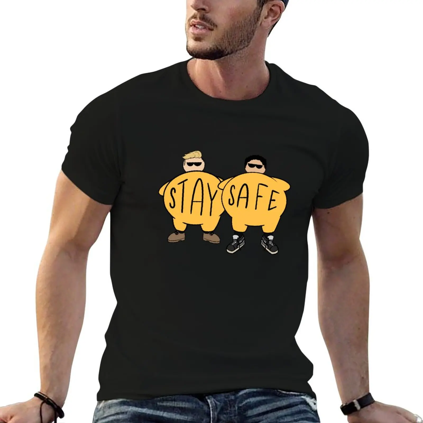 Stay Safe T-Shirt quick-drying summer tops anime figures t shirts for men graphic