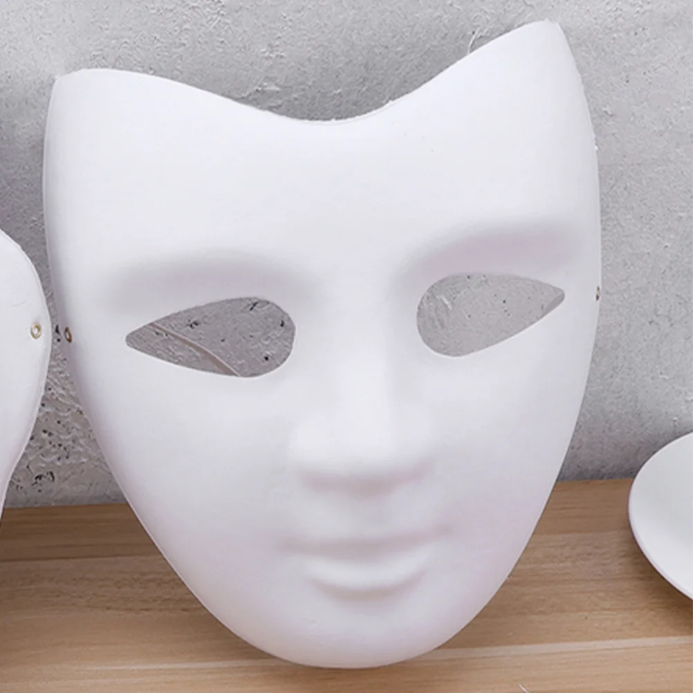 5 Pcs DIY Face Mask Blank Hand-painted Halloween Masquerade White Paper to Decorate Child