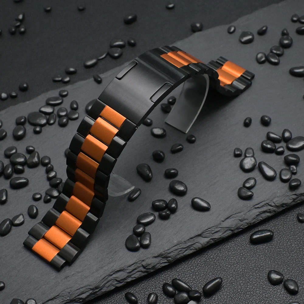 حزام من الفولاذ المقاوم للصدأ باللون الأسود 22 ملم لساعة Amazfit Balance 2 Huawei Watch 4 4 Pro Ultimate GT3/4/5 Pro 46 ملم Oneplus Watch 3 2 2R Band
