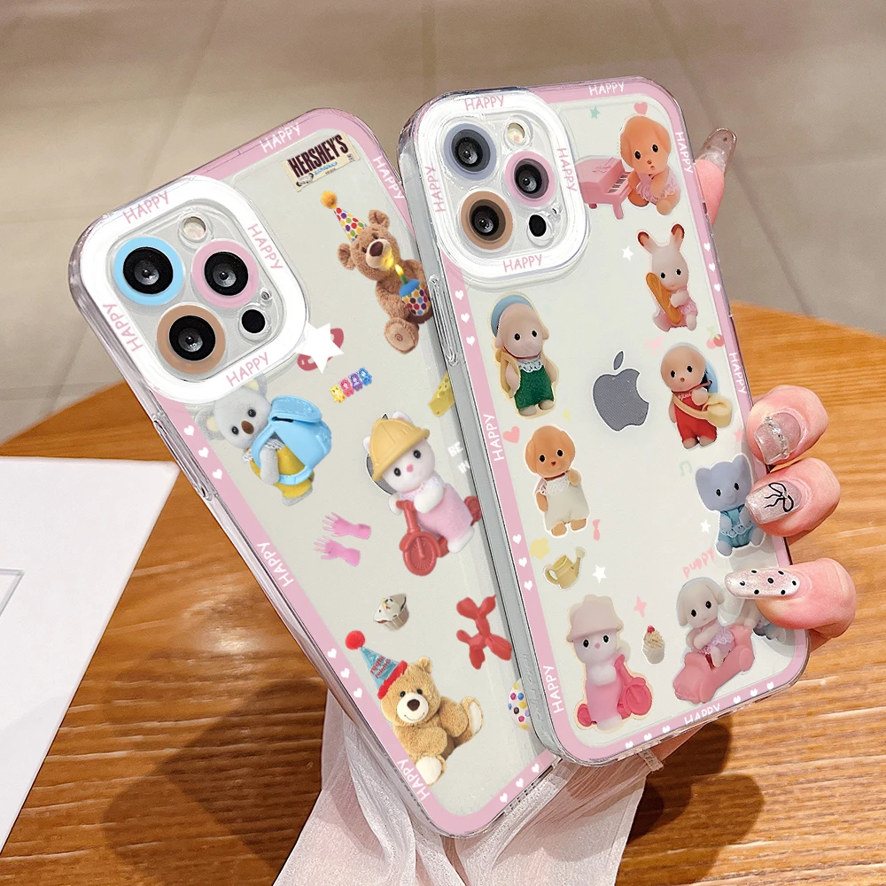 Lovely Sylvanians Family Phone Case for Apple iPhone 16 15 14 Plus 13 12 Mini 11 iPhone16 Pro Max X Xs XR 7 8 Clear Soft Cover