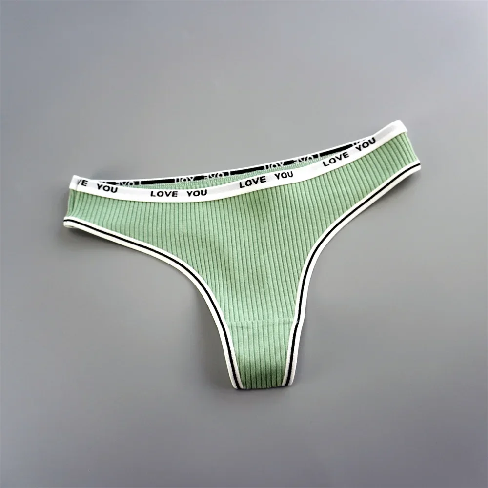 3 ks pohodlné kalhotky G-string dámské bavlněné 95% laides bikiny kalhotky spodní prádlo s nízkým pasem dívčí tangá jednobarevné - náhled 3