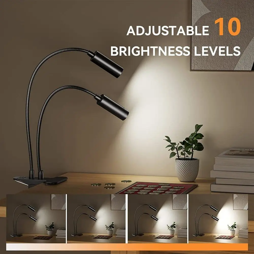 Aluminum Gooseneck Microscope Light Flexible Clip On Microscope Auxiliary Light Adjustable Brightness Multiple Lighting Modes