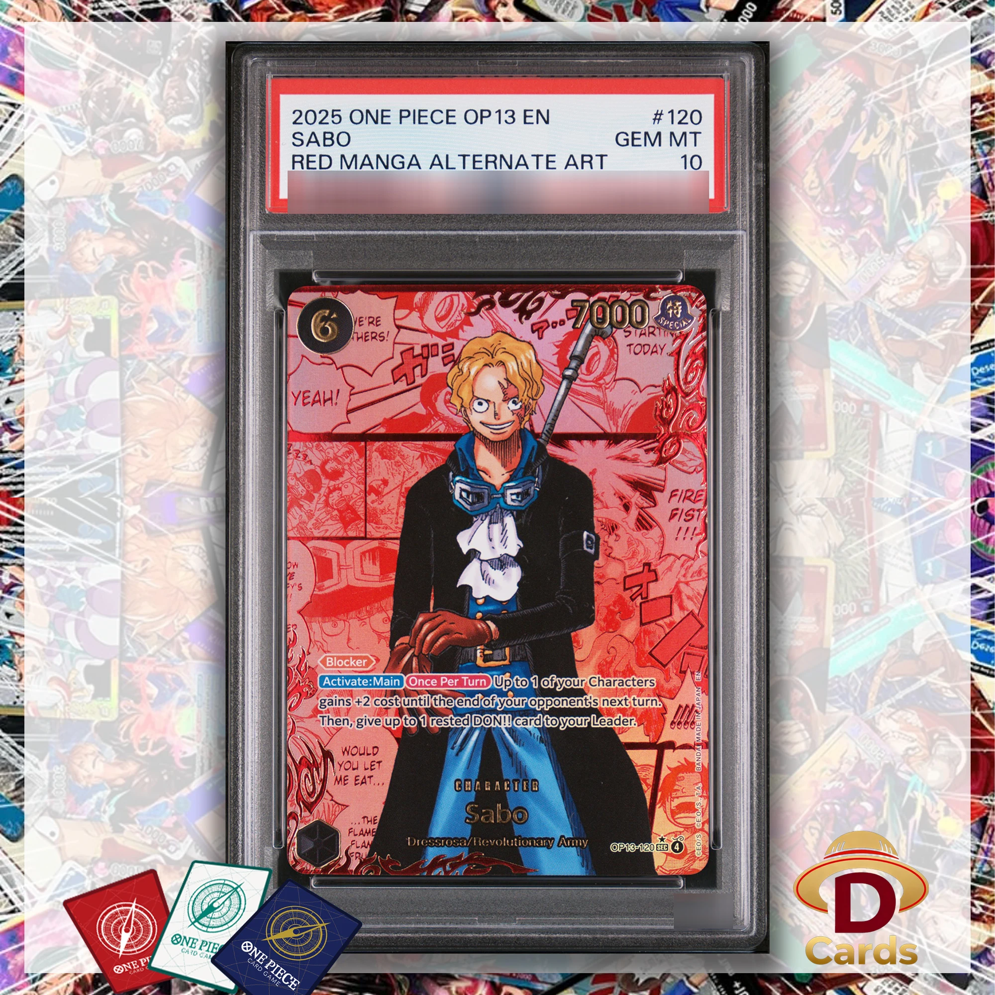 

#120 Sabo Red One Piece Manga Alternate Art P/S/A10 10 Points Rating Card Collectibles Game Anime Replica Proxy Cards English
