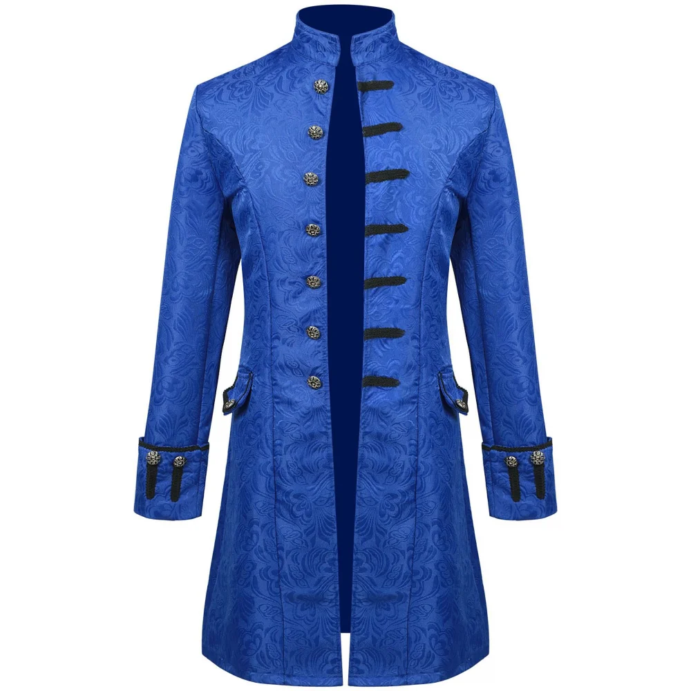 Men Steampunk Coat Colonial Jacket Vintage Medieval Victorian Costume Tailcoat for for Halloween Party Outfit