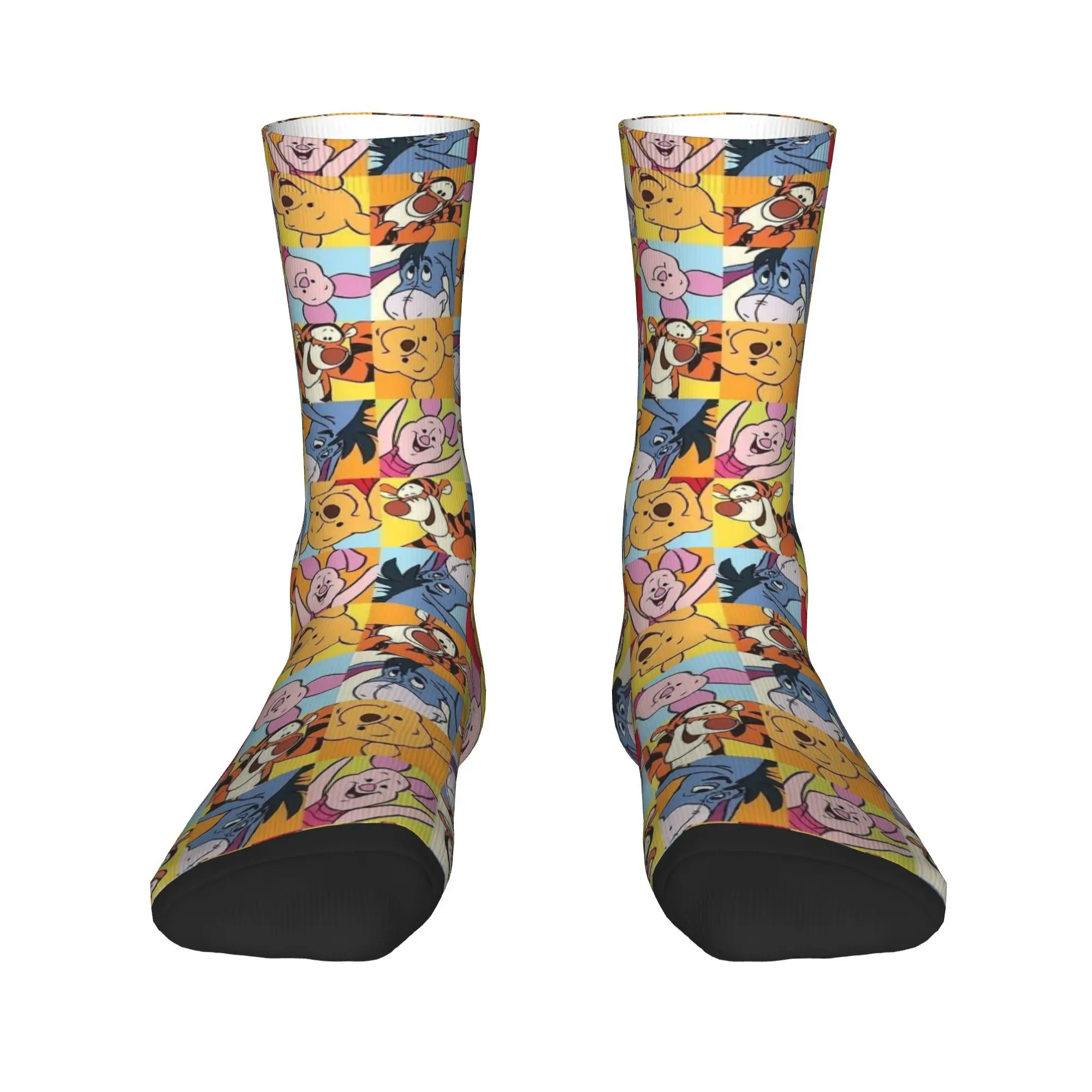 Custom Pooh & Friends Character Faces  Tigger Men Women Crew Socks Unisex Cool  Spring Summer Autumn Winter Dress Socks