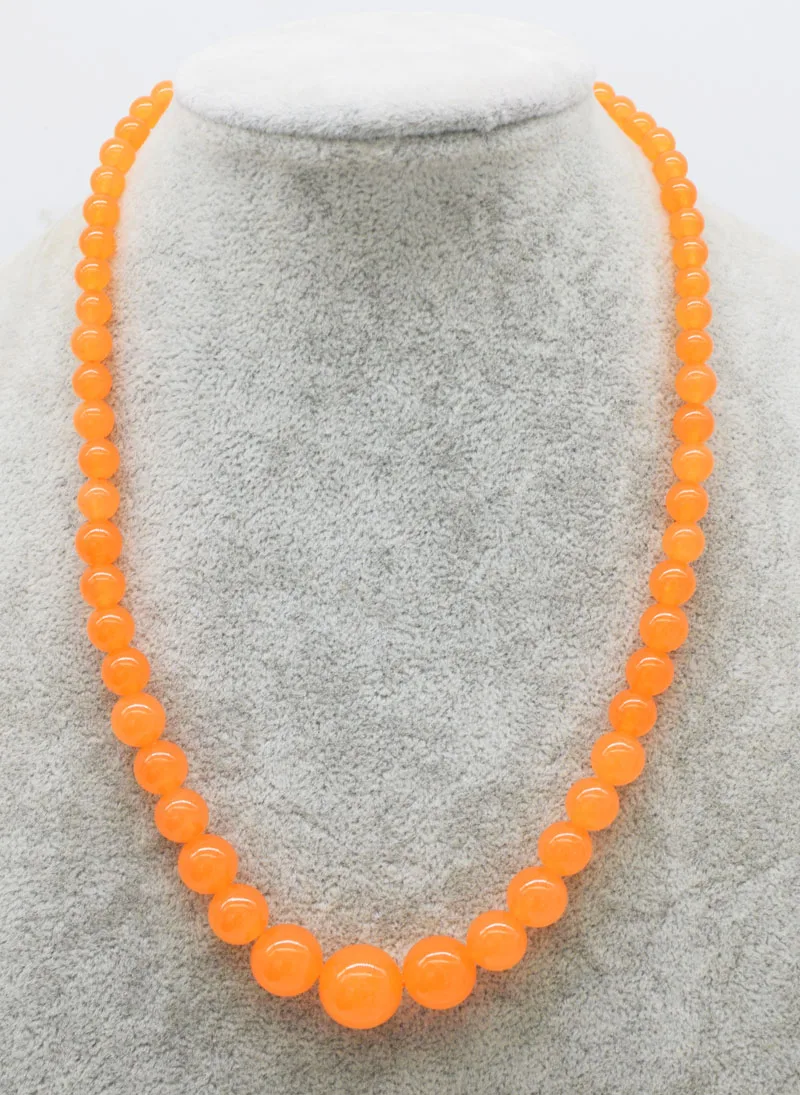 orange jade 6-14mm round  necklace 18inch  wholesale beads nature