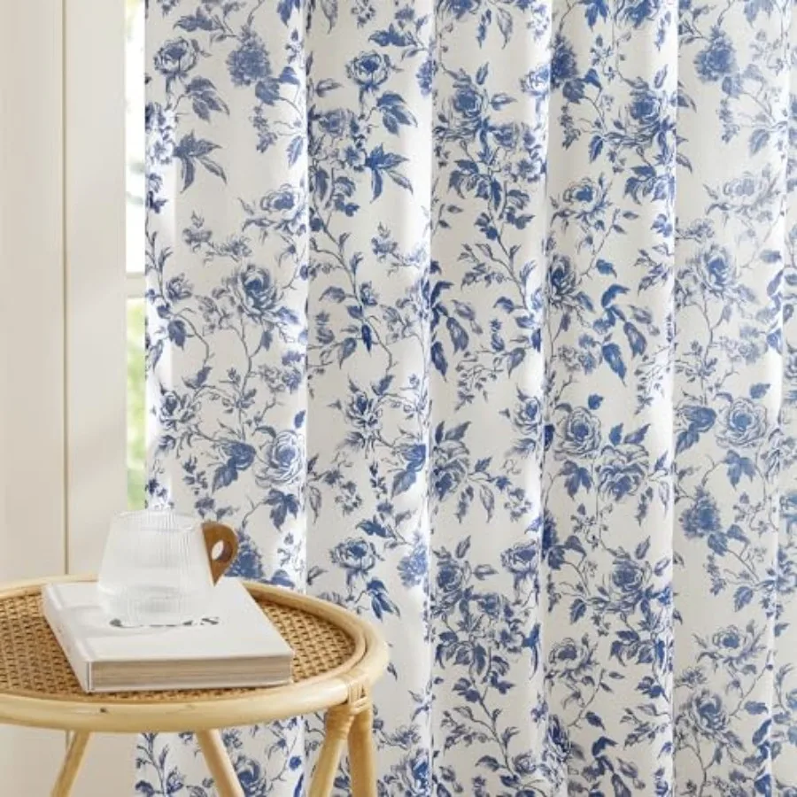 

Curtains for Bedroom and Living Room Linen Blend Drapes with Vintage Peony Privacy and Light Filtering Inspired by British Muse