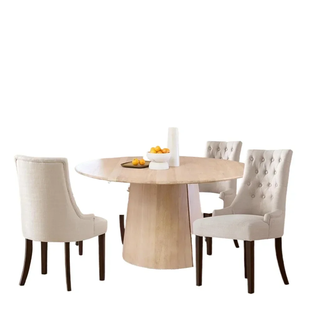 Wingback Tufted Dining Chairs Set of4,Uphostered Fabric Dining Room Chairs with Wood Legs,Living Room Side Chairs  dinning chair