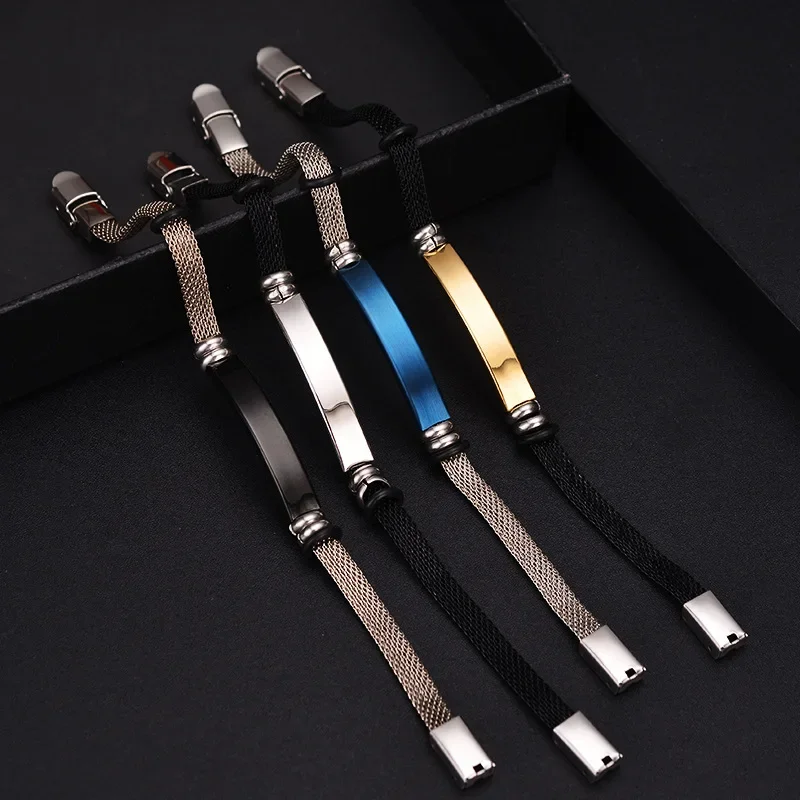 

10pcs Stainless Steel Bracelet Blank For Engraving To Record Metal Blanks Bracelets DIY Personalized