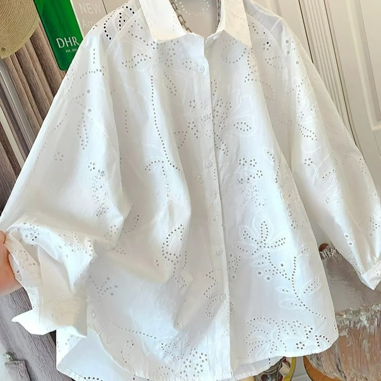 

Hollow Lace Flower Shirt for Women Autumn of 2025 Causal Top