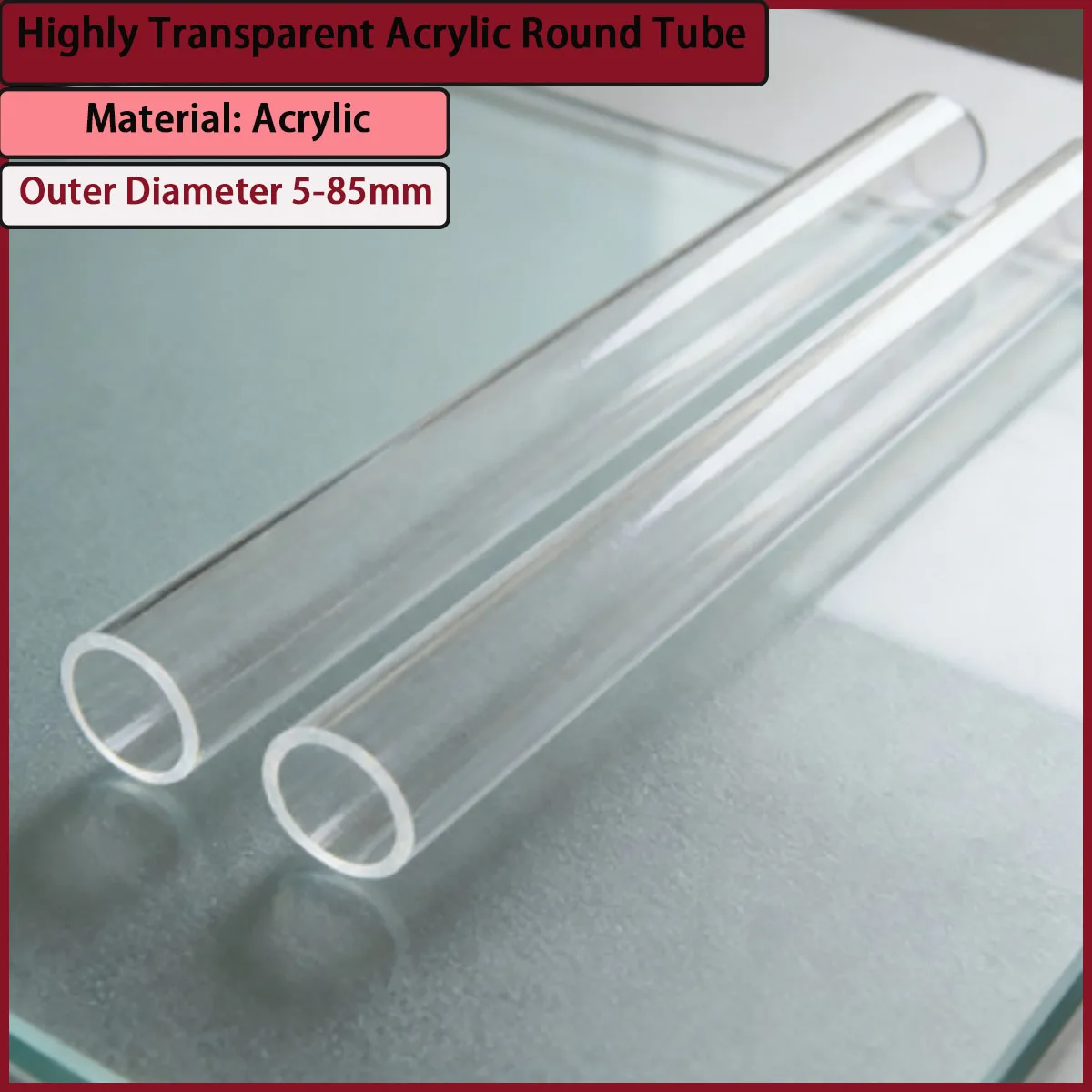 Outer diameter 5-85mm high transparent acrylic round tube suitable for lighting production, fluid observation, etc