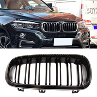 1 Pair Car Glossy/Matte Black Front Bumper Double 2 Slat Kidney Grilles For BMW F15 F16 X5 X6 F85 F86 X5M X6M 2014-2017 Grilles