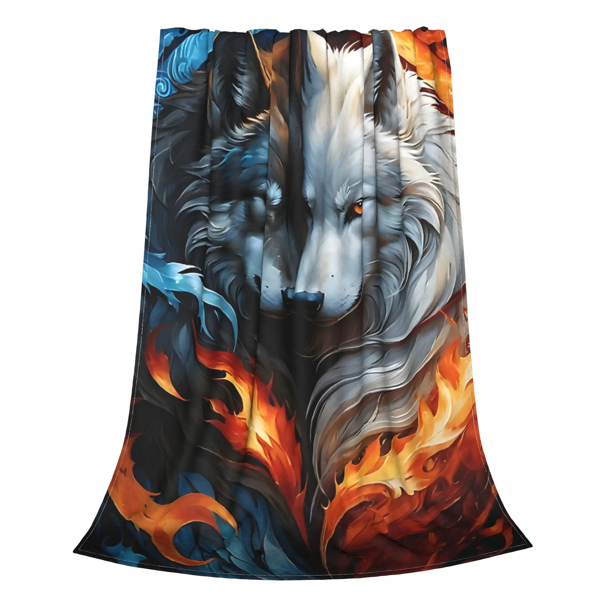 1PC Home Cutecore Room Decor Yin Yang Wolf Blanket Throw Blanket  Novelty Warm Blanket All Season