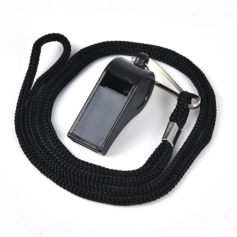 

Black Environmentally Friendly Plastic Referee Medium Size Children S Rope Hanging Whistle Survival Whistle