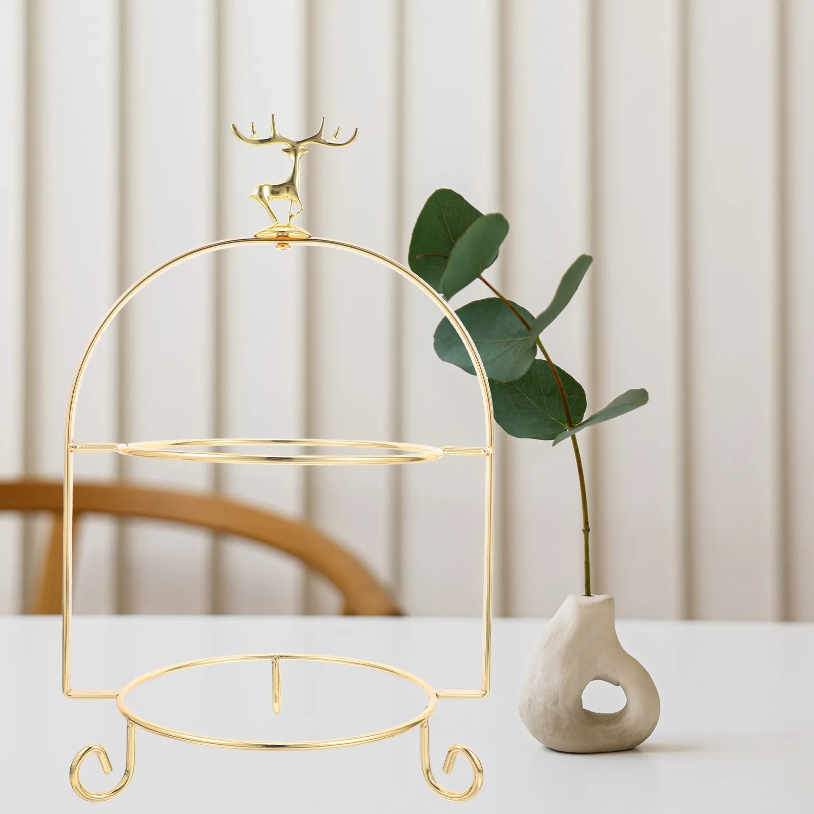 Two Tier European Style Cake Stand Sturdy Iron Dessert Display Rack for Afternoon Tea Party Wedding Two Tier Cake Stand