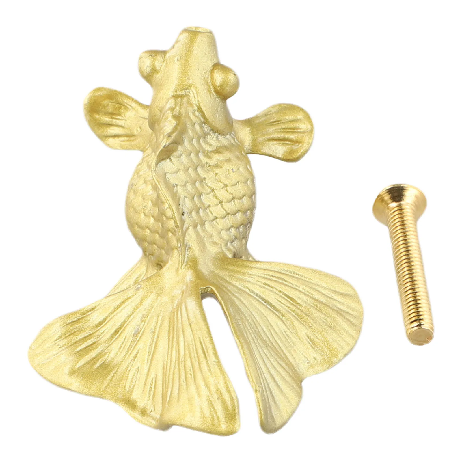 Perillas Retro de latón macizo con forma de pez dorado, tiradores de puertas, tiradores de cajón de armario, herrajes para el hogar de un solo orificio