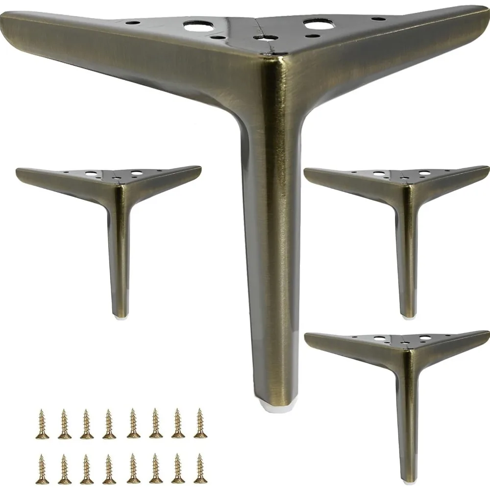 

6 inch /15cm Brushed Bronze Color Metal Furniture Legs Set of 4, Modern Style Furniture Legs, DIY Replacement for TV Stand, Sofa