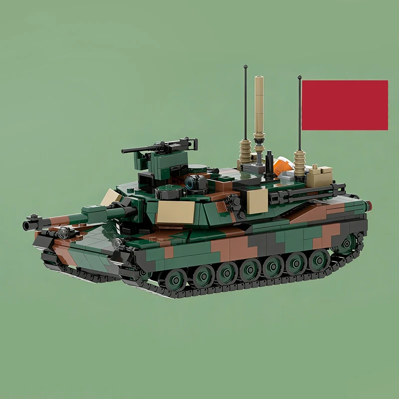 1089 PCS Battle Tank Kit M1A2 Abrams Woodland MOC Customize Modular Building Block Kids Creative Design DIY Assembly Toy Gift